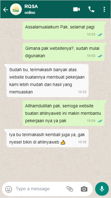 Testimoni whatsapp rqsa