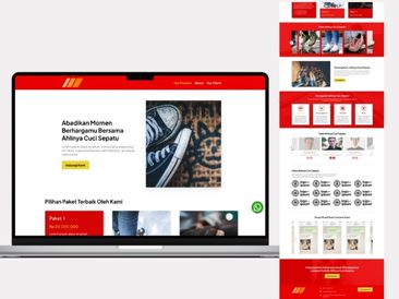 Preview tampilan template website untuk Cuci Sepatu V1