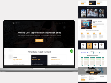 Preview tampilan template website untuk Cuci Sepatu V2