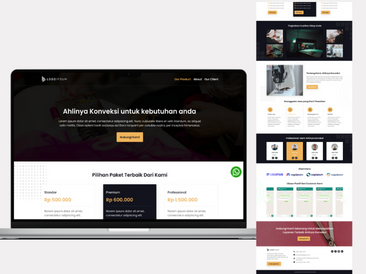 Preview tampilan template website untuk Konveksi V2