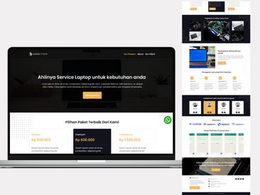 Preview tampilan template website untuk Service Laptop V2