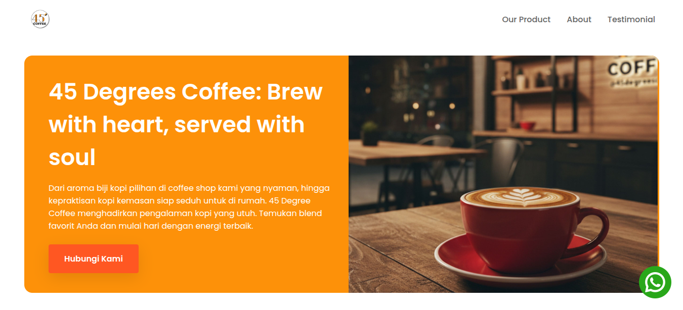 Website 45 Degrees Coffee